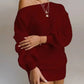 Off Shoulder Knitted Sweater Dress