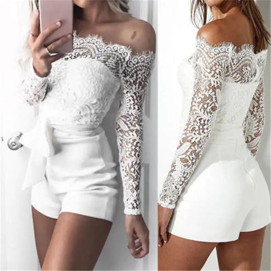 New Lace Off Shoulder Bodysuit Women